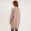 Robe pull longueur genou boutons &eacute;paule beige femme