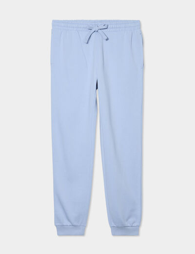 Pantalon jogging droit molleton bleu ciel homme