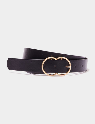 Ceinture avec double boucle noir femme