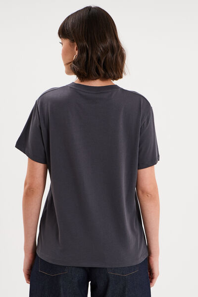 T-shirt droit coton C&eacute;line Dion gris fonc&eacute; femme