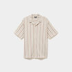 Chemise droite col cubain coton beige homme