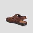 Sandales à scratch en cuir marron homme