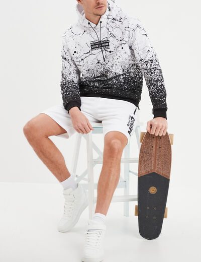 Short jogging droit avec poches zippées blanc homme