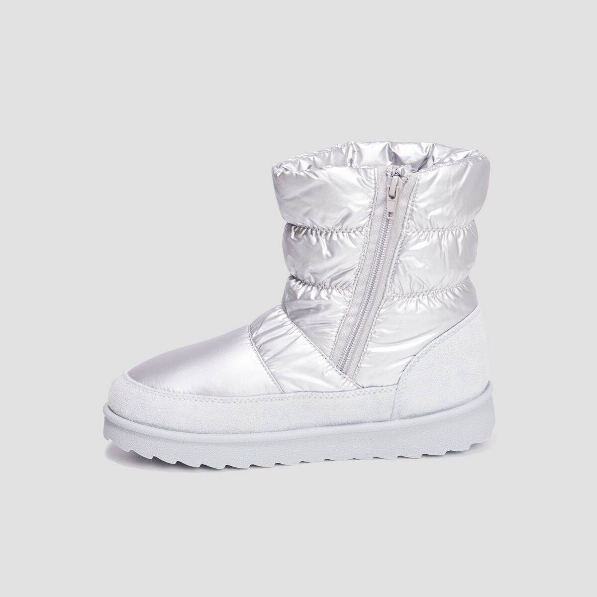 Bottines matelass&eacute;es doubl&eacute;es gris argent femme