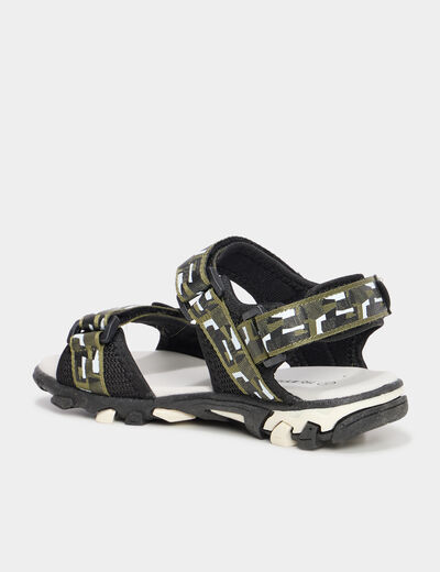 Sandales avec scratchs vert kaki garçon