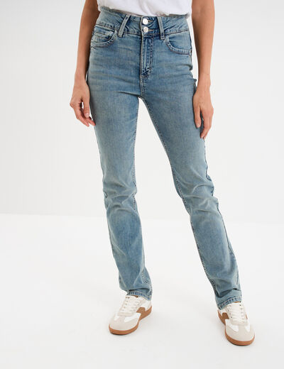 Jeans slim coton bleu femme
