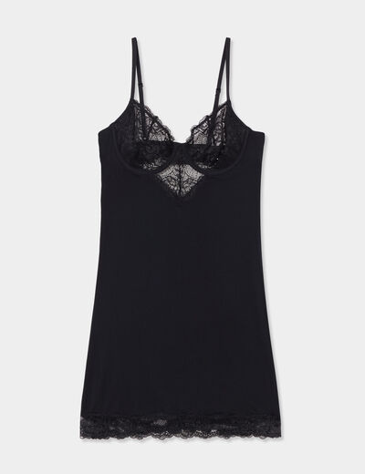 Nuisette courte avec dentelle noir femme