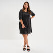 Robe &agrave; strass et manches 3/4 noir femme grande taille