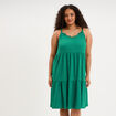 Robe bretelles &agrave; volants longueur genou vert canard femme grande taille