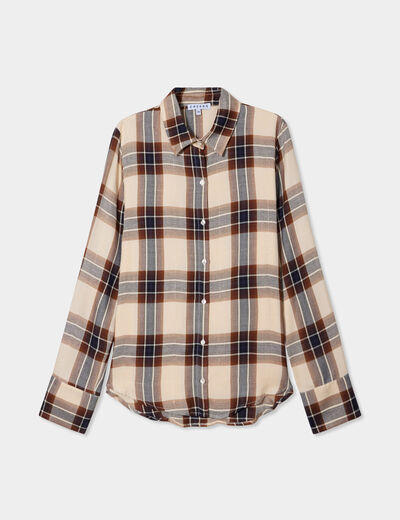 Chemise oversize manches longues beige femme