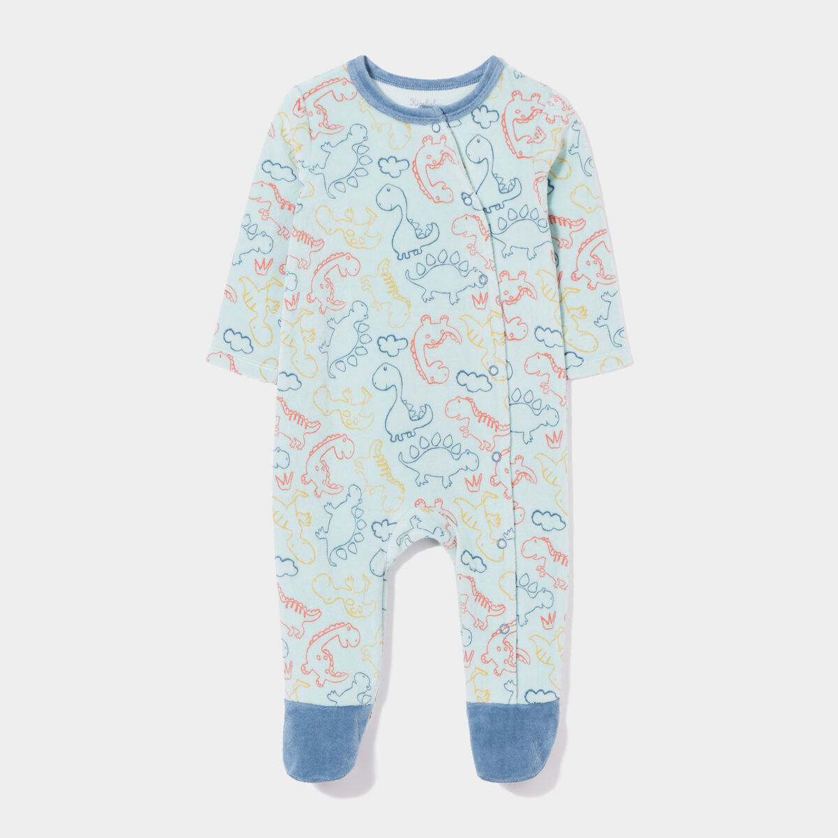 Dors-bien manches longues velours bleu gris bébé garçon