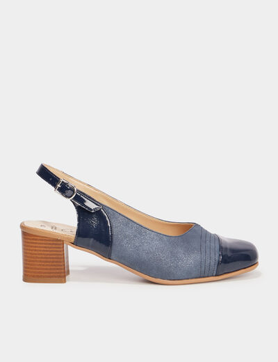 Escarpins pied large Confortissimo bleu marine femme