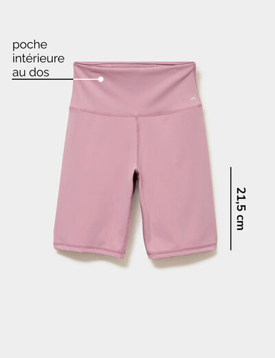 Short cycliste de sport taille haute mauve femme