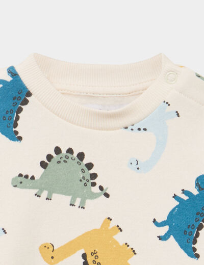 Sweat molletonn&eacute; manches longues ecru b&eacute;b&eacute; gar&ccedil;on