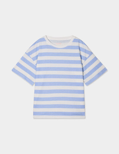 T-shirt col rond manches courtes coton ecru fille