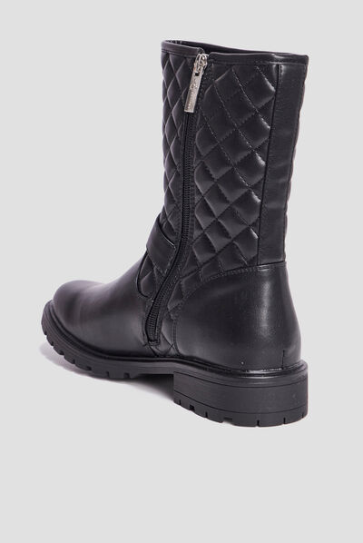 Bottines matelassées avec boucles noir femme