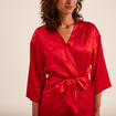 Déshabillé effet satin ceinturé rouge femme