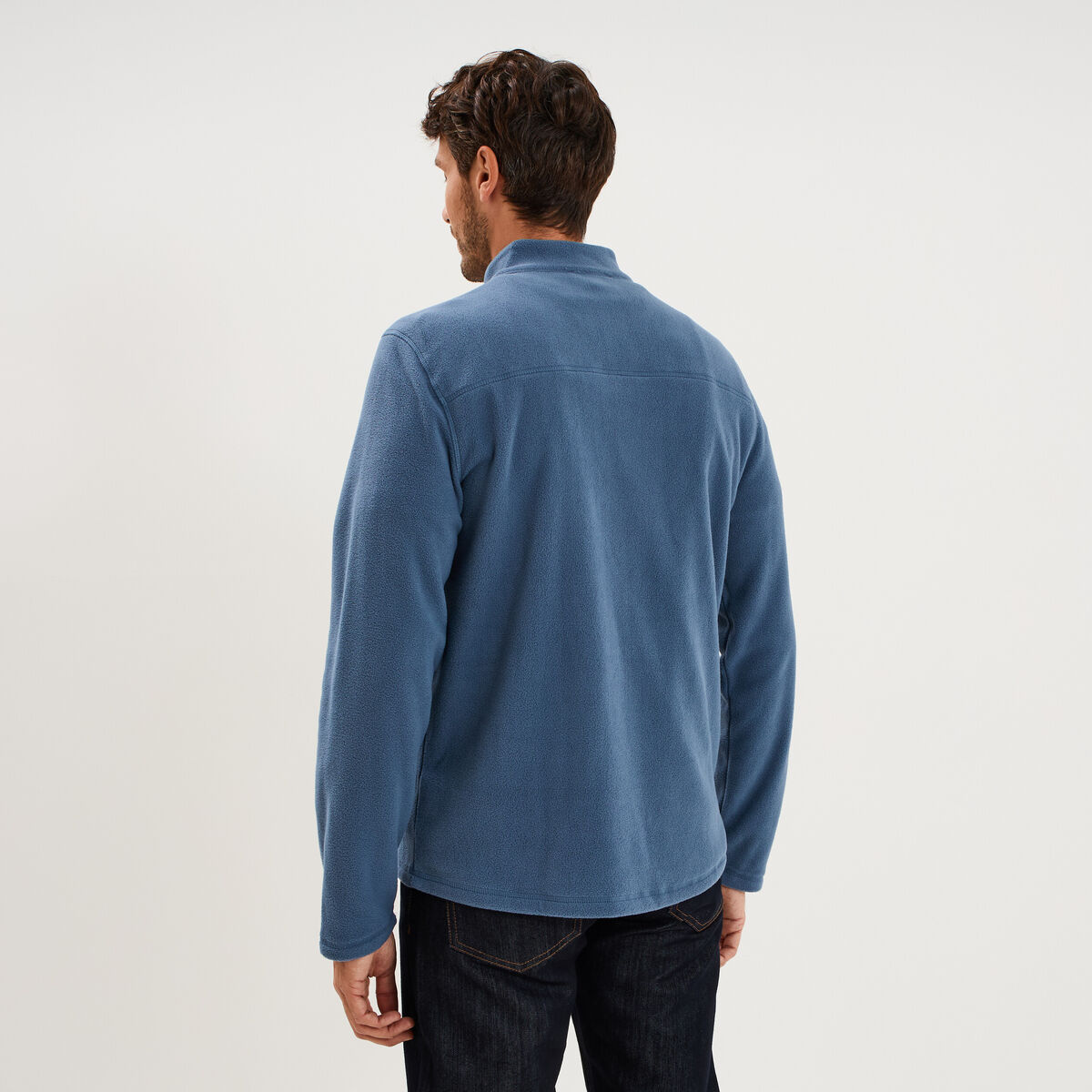 Sweat polaire col camionneur bleu gris homme