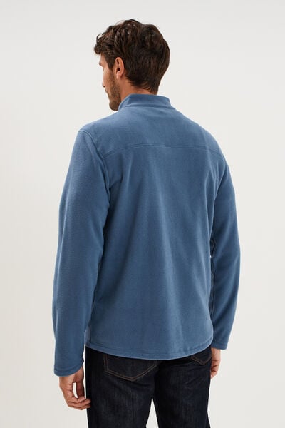 Sweat polaire col camionneur bleu gris homme