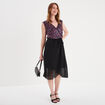 Robe fluide col cache-coeur ceinturée noir femme