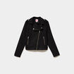Veste biker en su&eacute;dine ajust&eacute;e noir femme