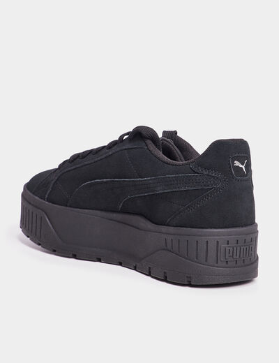 Tennis basses suédine en cuir Puma noir femme