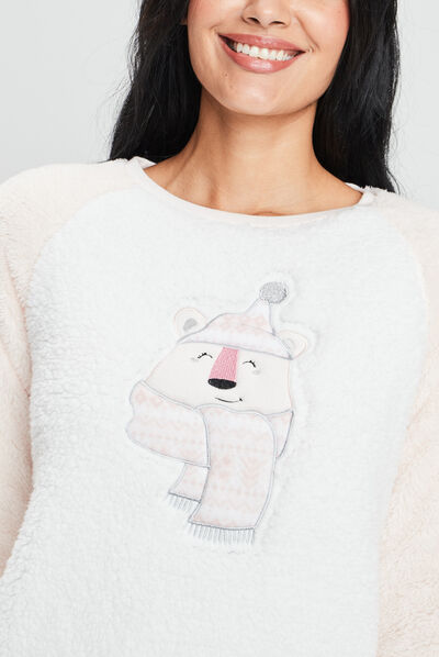Ensemble pyjama 2 pièces rose clair femme