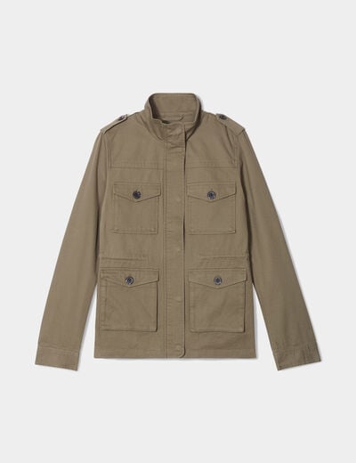 Veste poches à rabat boutonnée Creeks vert kaki femme