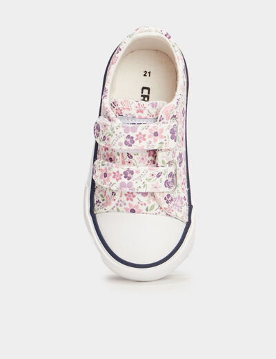 Basket en toile &agrave; scratchs bout renforc&eacute; multicolore b&eacute;b&eacute; fille