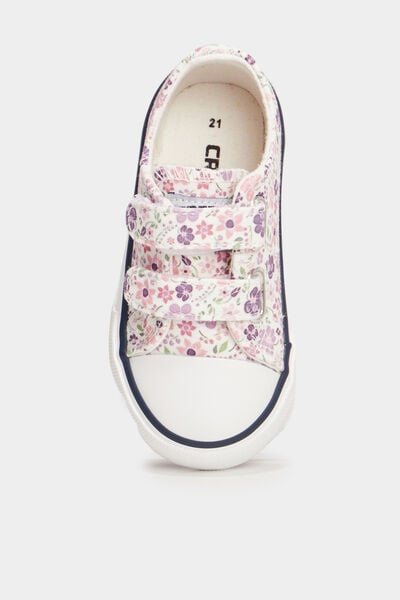Basket en toile &agrave; scratchs bout renforc&eacute; multicolore b&eacute;b&eacute; fille