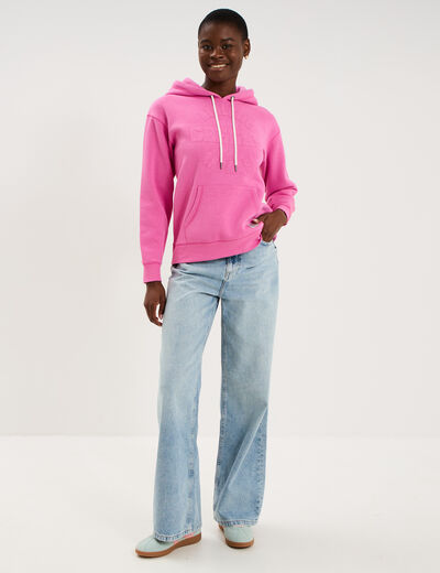 Sweat &agrave; capuche hoodie rose fushia femme