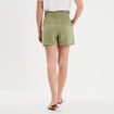 Short fluide droit vert kaki femme