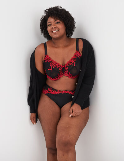 Soutien-gorge corbeille en dentelle rouge femme grande taille