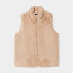 Veste fausse fourrure sans manches beige femme