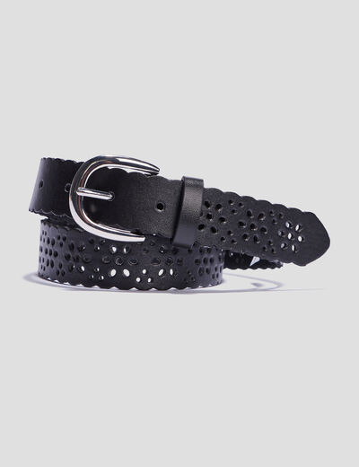 Ceinture perforée noir fille