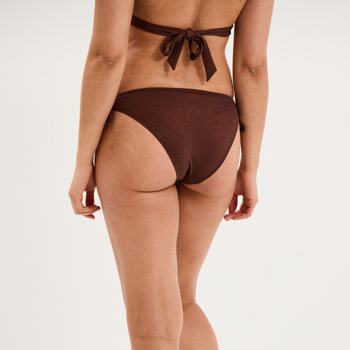 Bas de maillot de bain m&eacute;tallis&eacute; marron femme