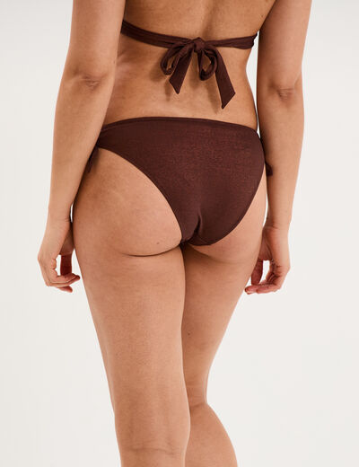 Bas de maillot de bain m&eacute;tallis&eacute; marron femme