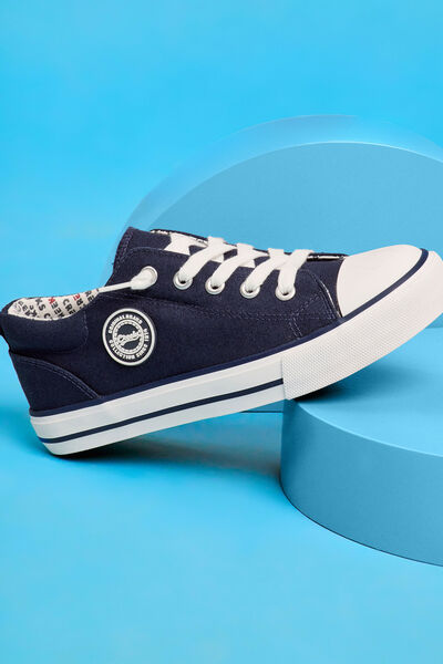 Tennis basses toile lacets bout renforc&eacute; bleu marine gar&ccedil;on