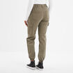 Pantalon cargo taille haute ajustable vert kaki femme