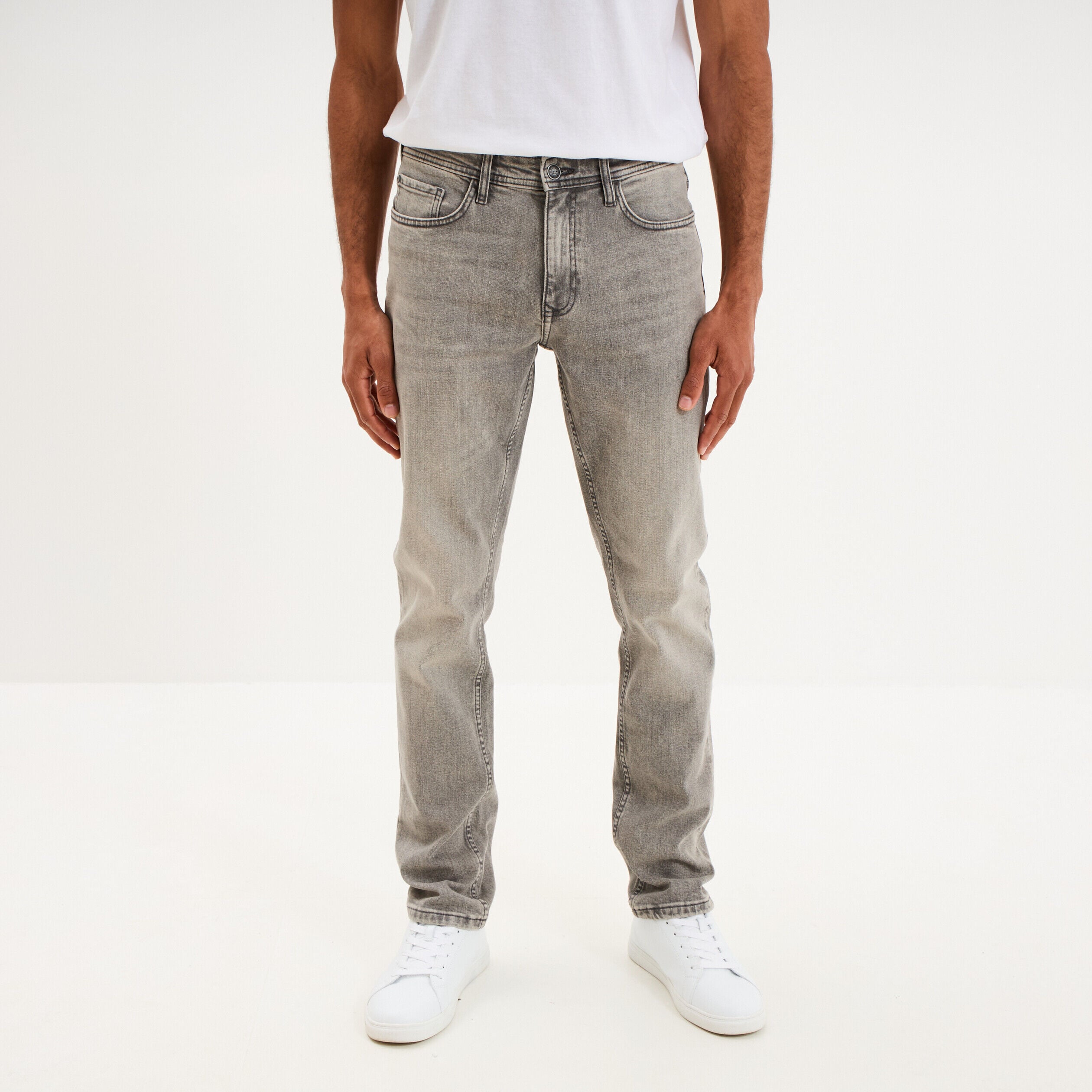Jeans denim straight 5 poches denim gris homme CREEKS