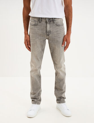 Jeans denim straight 5 poches denim gris homme