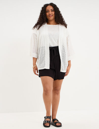 Short fluide ceintur&eacute; noir femme grande taille