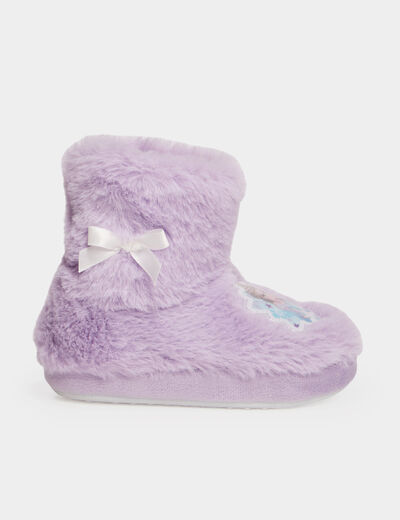 Chaussons bottines Reine des neiges mauve fille