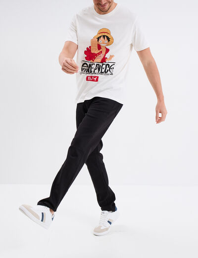 T-shirt manches courtes One Piece Luffy ivoire homme