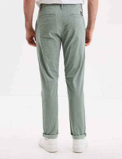 Pantalon chino slim stretch vert homme