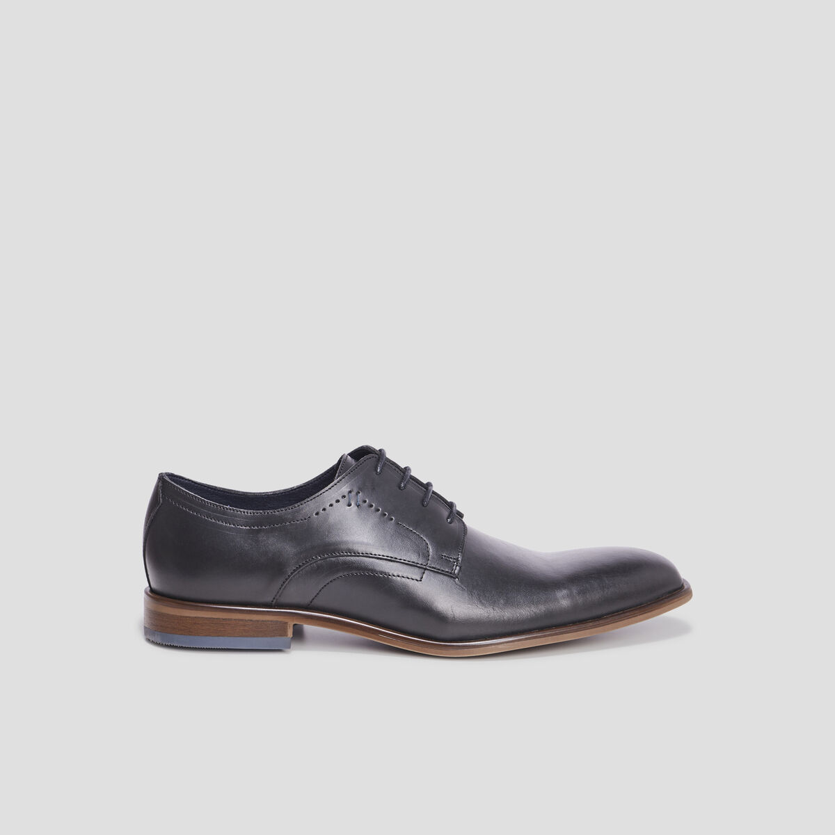 Derbies &agrave; lacets en cuir lisse noir homme