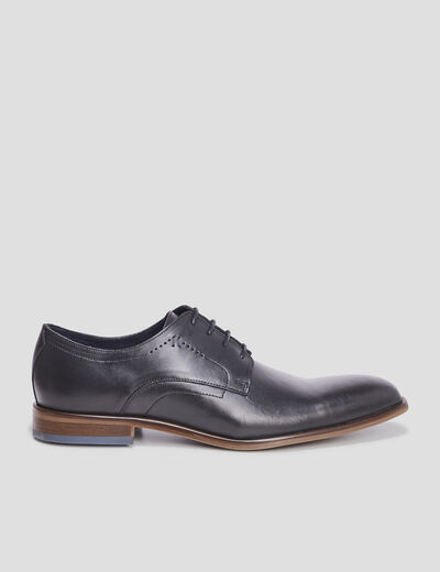 Derbies à lacets en cuir lisse noir homme