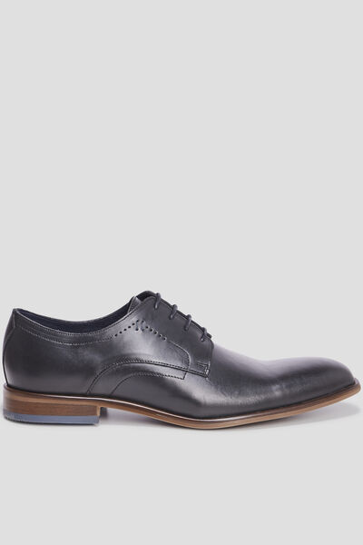 Derbies &agrave; lacets en cuir lisse noir homme