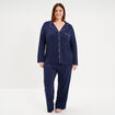 Ensemble pyjama fluide 2 pi&egrave;ces bleu marine femme grande taille