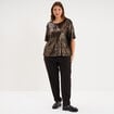T-shirt sequins manches courtes loose couleur cuivre femme grande taille
